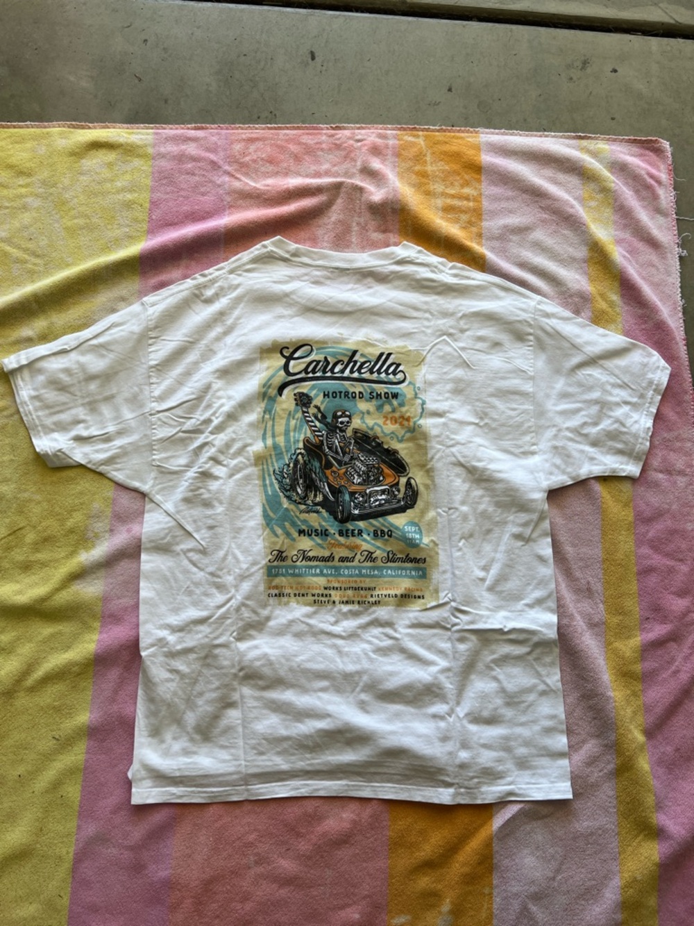 White “Carchella” hot rod tee - XL